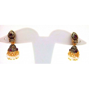 Golden Oxidized Women Earring Jhumka Jhumki Jewelry Drop PushBack Classy Gift 74